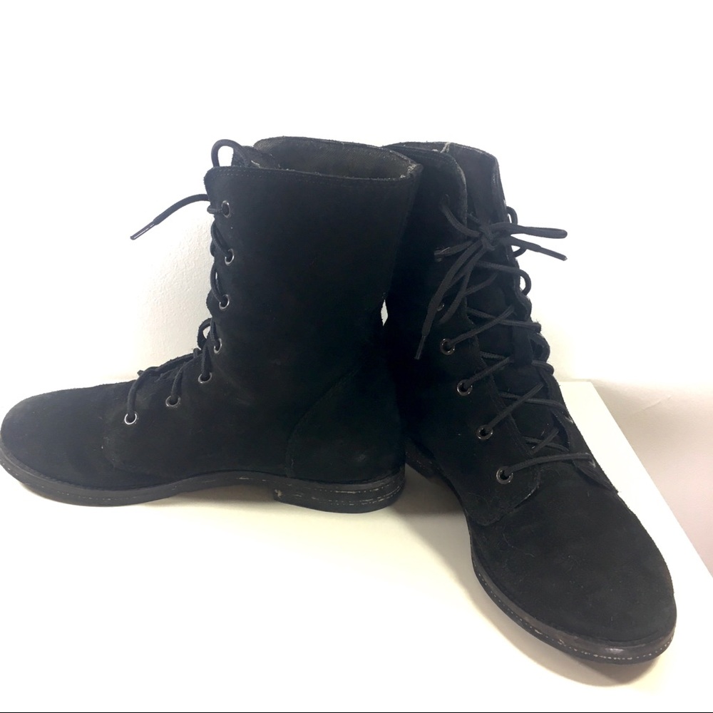 • SOLD • Black Suede Combat Boots - Picture 3 of 10